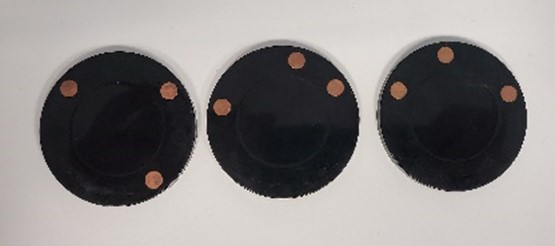 Examples of plastic tags with 3 conductive elements